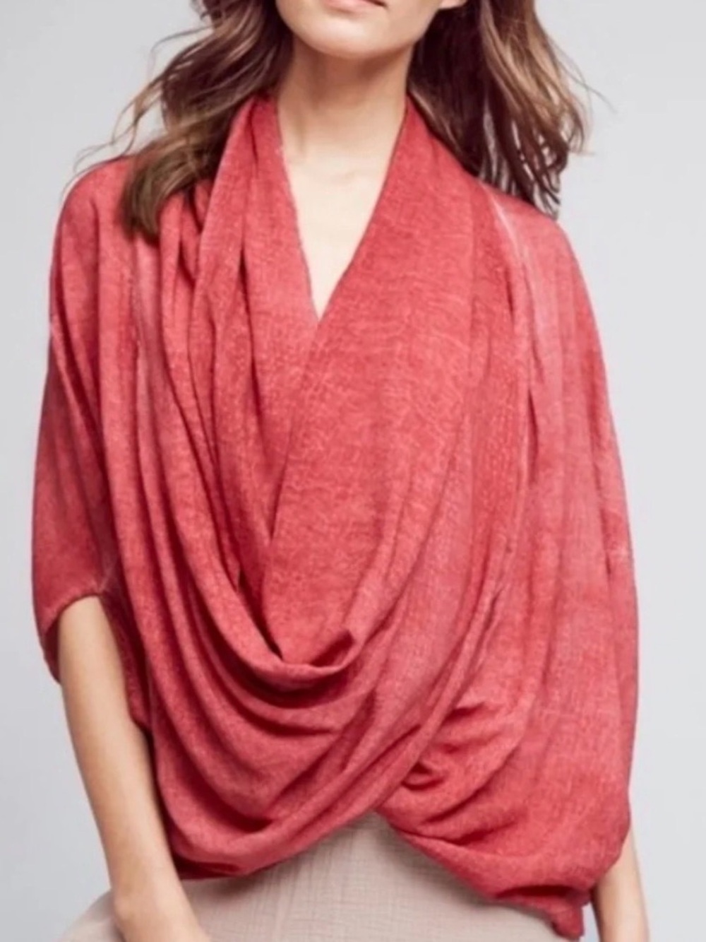 Anthropologie Saturday Sunday Looped Cowl Drape Kimono Top Dusty Rose XS/S